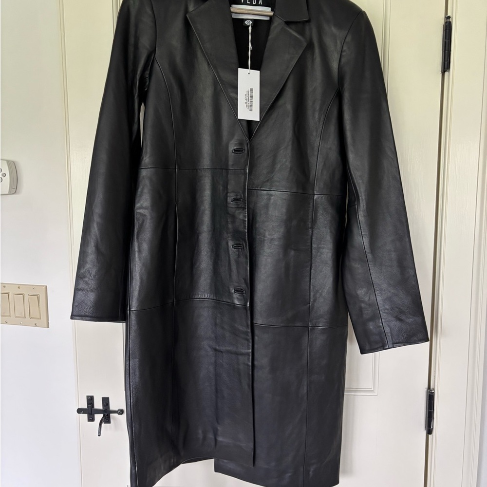 (NWT) Reformation Veda Crosby 90s longline leather jacket